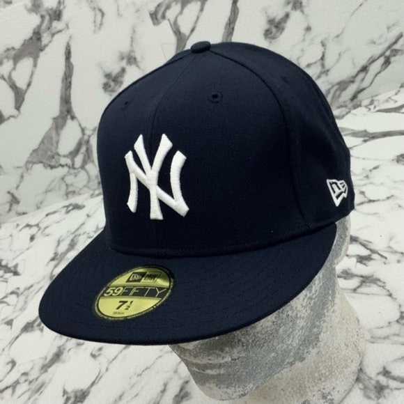 Men's New Era Cap Navy MLB NY Yankees Big Side Logo 59FIFTY Hat NWT - Picture 2 of 5